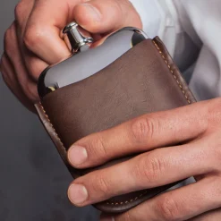 Leather Sleeve Stainless Steel Hip Flask