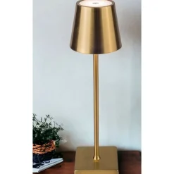 LED Rechargeable Antique Gold Table Lamp