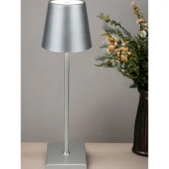 LED Rechargeable Silver Table Lamp