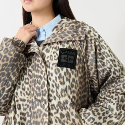 New GANNI Leopard Logo Jacket
