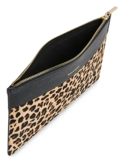 Leopard Logo Zip-Top Clutch
