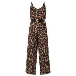 New JOSEPH RIBKOFF Leopard Print Belted Jumpsuit