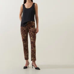 Online JOSEPH RIBKOFF Leopard Print Slim Leg Trousers