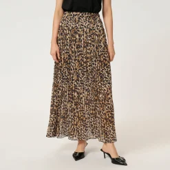 Hot KAFFE Lilje Leopard Pleated Skirt