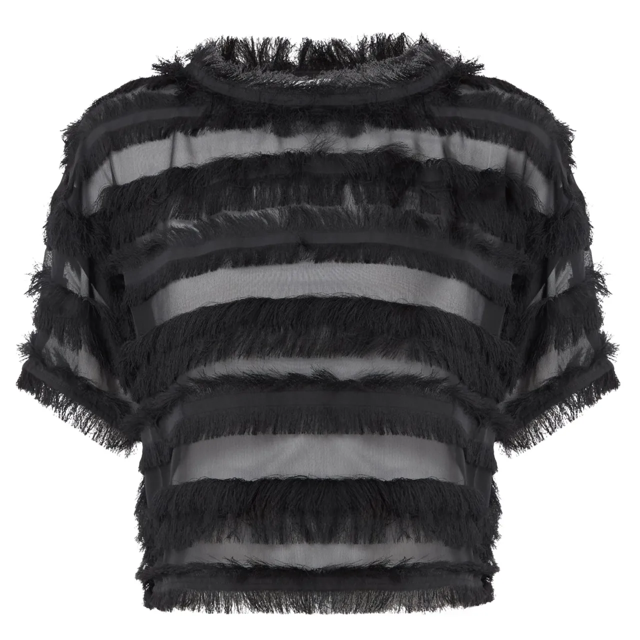 New MUNTHE Lipona Semi-Sheer Fringe T-Shirt