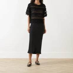 New MUNTHE Lipona Semi-Sheer Fringe T-Shirt