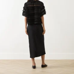 New MUNTHE Lipona Semi-Sheer Fringe T-Shirt