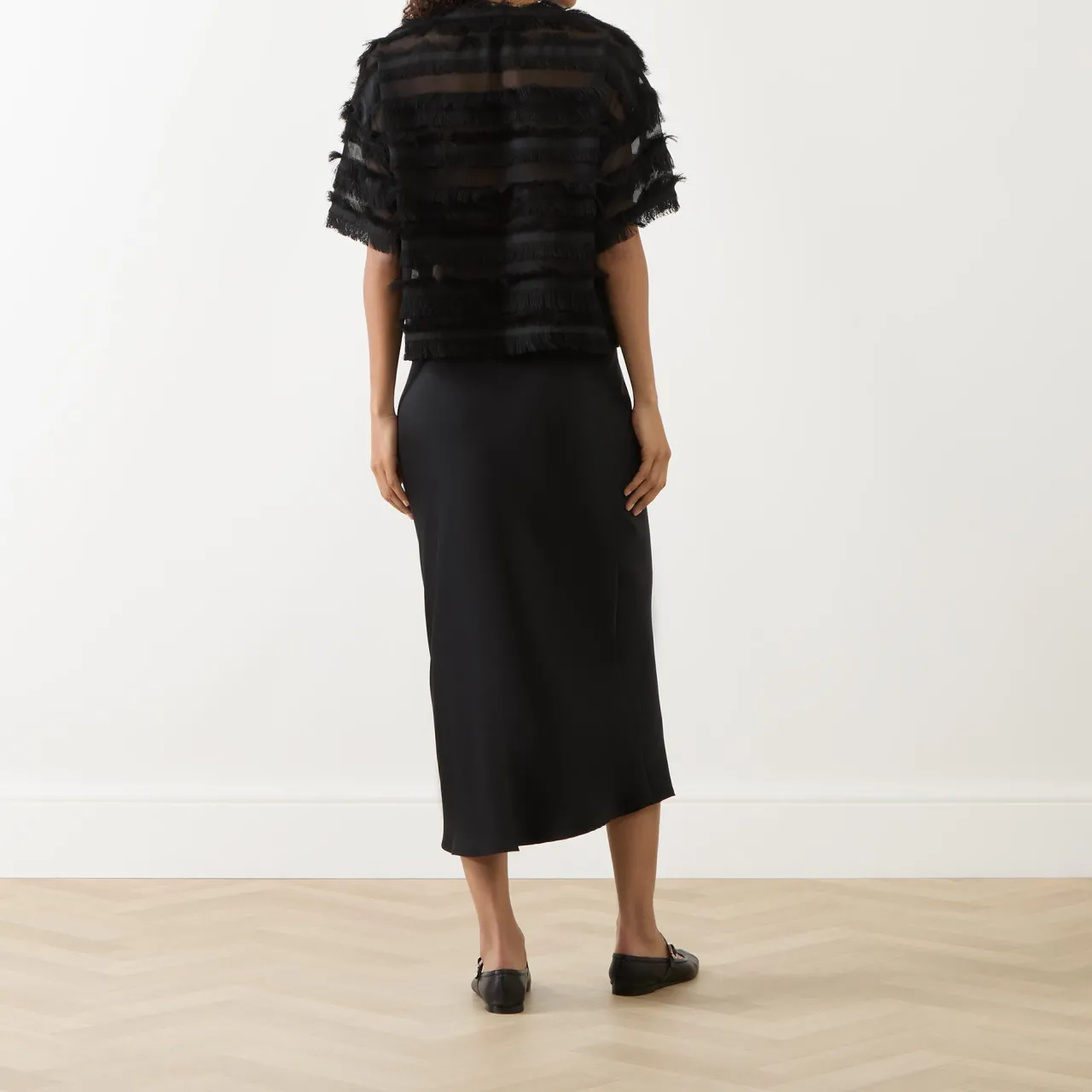 New MUNTHE Lipona Semi-Sheer Fringe T-Shirt