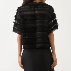 New MUNTHE Lipona Semi-Sheer Fringe T-Shirt