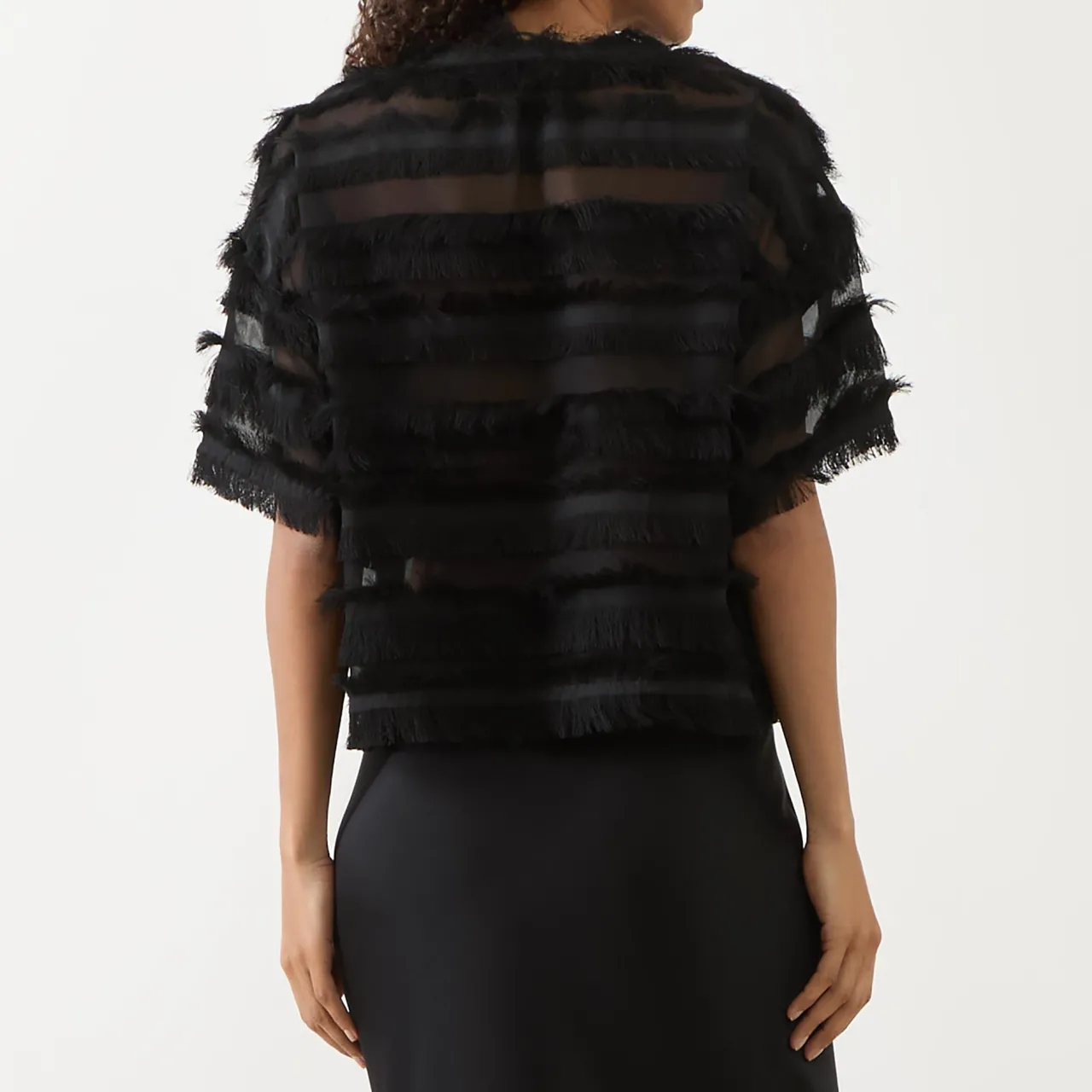 New MUNTHE Lipona Semi-Sheer Fringe T-Shirt