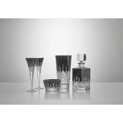 New WATERFORD Lismore Black Toasting Flute Set of Two