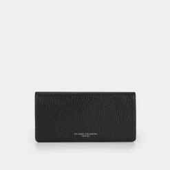 Logo Grained Leather Flap Wallet
