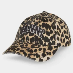 Sale GANNI Logo Leopard Baseball Cap