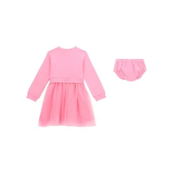 Logo Mixed Fabric Dress & Bloomers Two-Piece Set