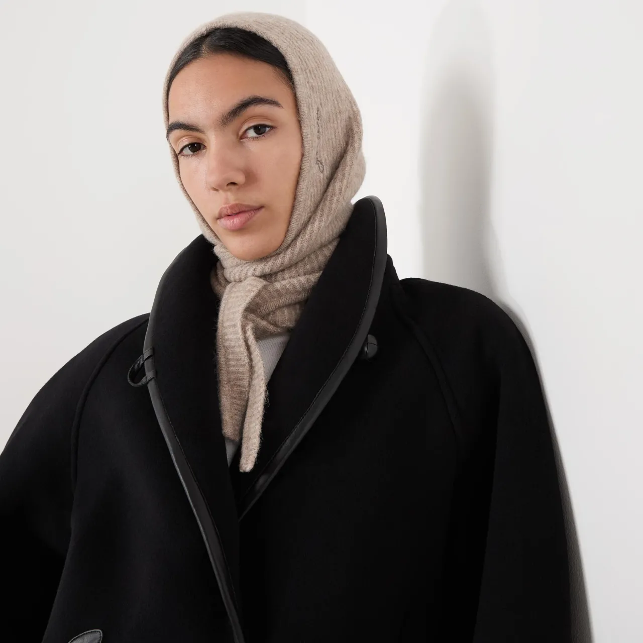 New GANNI Logo Ribbed Balaclava Hat