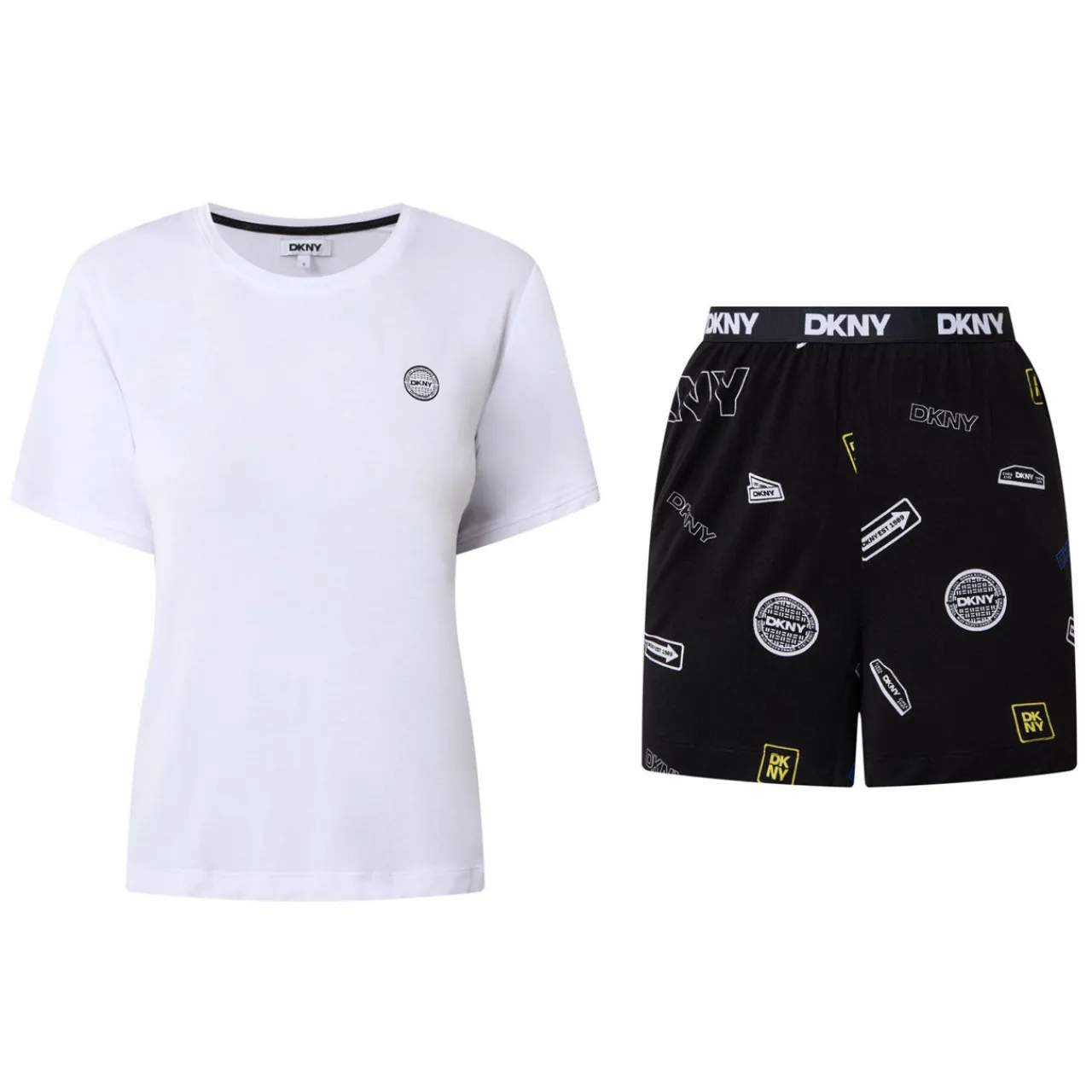 Best DKNY Logo T-Shirt & Logo Badge Boxer Shorts Pyjama Set