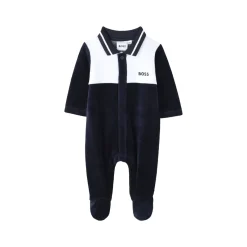 Online BOSS KIDS Logo Velvet Romper Pyjamas