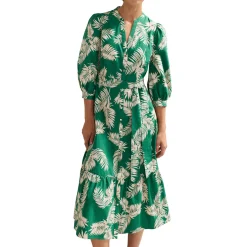 Louisa Palm Button Front Dress