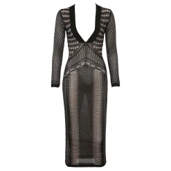 Sale HOUSE OF CB Loula Plunge Open-Knit Dress