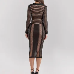 Sale HOUSE OF CB Loula Plunge Open-Knit Dress