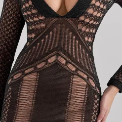 Sale HOUSE OF CB Loula Plunge Open-Knit Dress