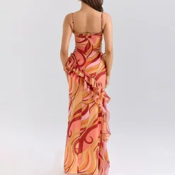 Outlet HOUSE OF CB Lumira Swirl Ruffle Cut Out Dress