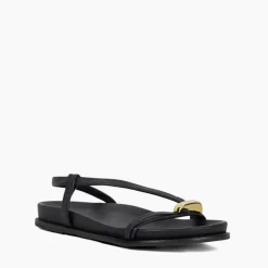 Clearance DUNE LONDON Lyn Leather Gold Toe Trim Sandals