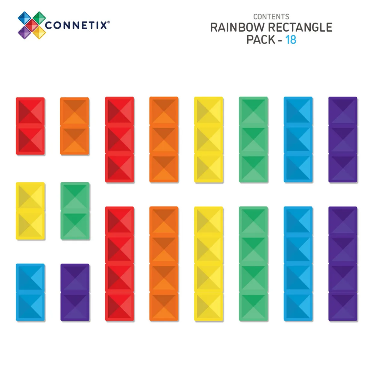 Magnetic Tiles: Rainbow Rectangle Pack