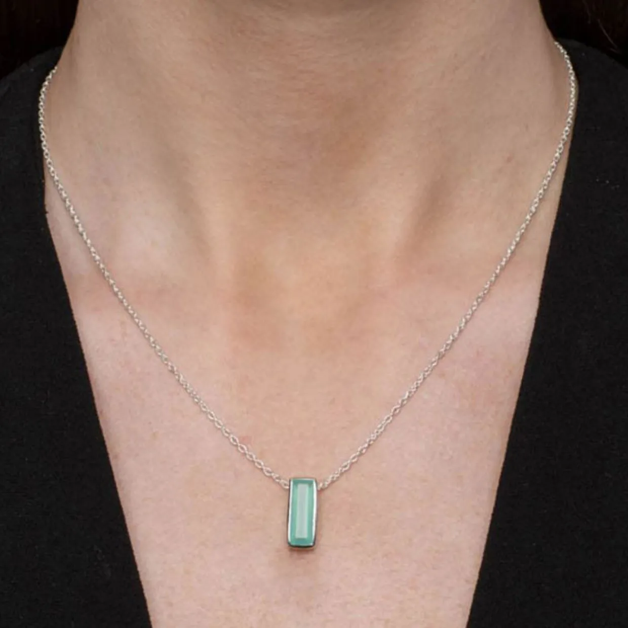 Manhattan Aqua Chalcedony Pendant Necklace