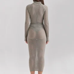 Margo Velour Sheer Striped Skirt