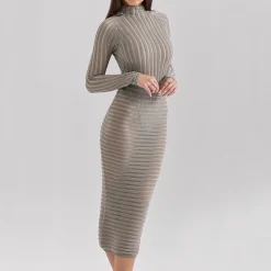 Margo Velour Sheer Striped Skirt