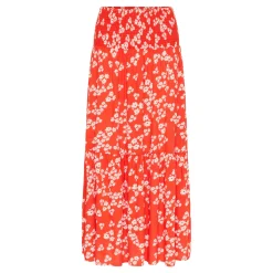 Fashion KAFFE Maxi Floral Smocked Skirt