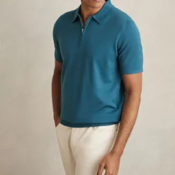 Outlet REISS Maxwell Half-Zip Polo Shirt