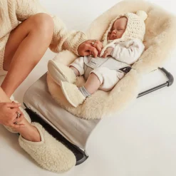 Clearance BINIBAMBA Merino Sheepskin Mama Booties Milk