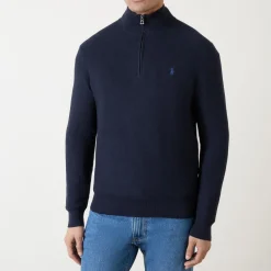 Mesh-Knit Quarter-Zip Sweater