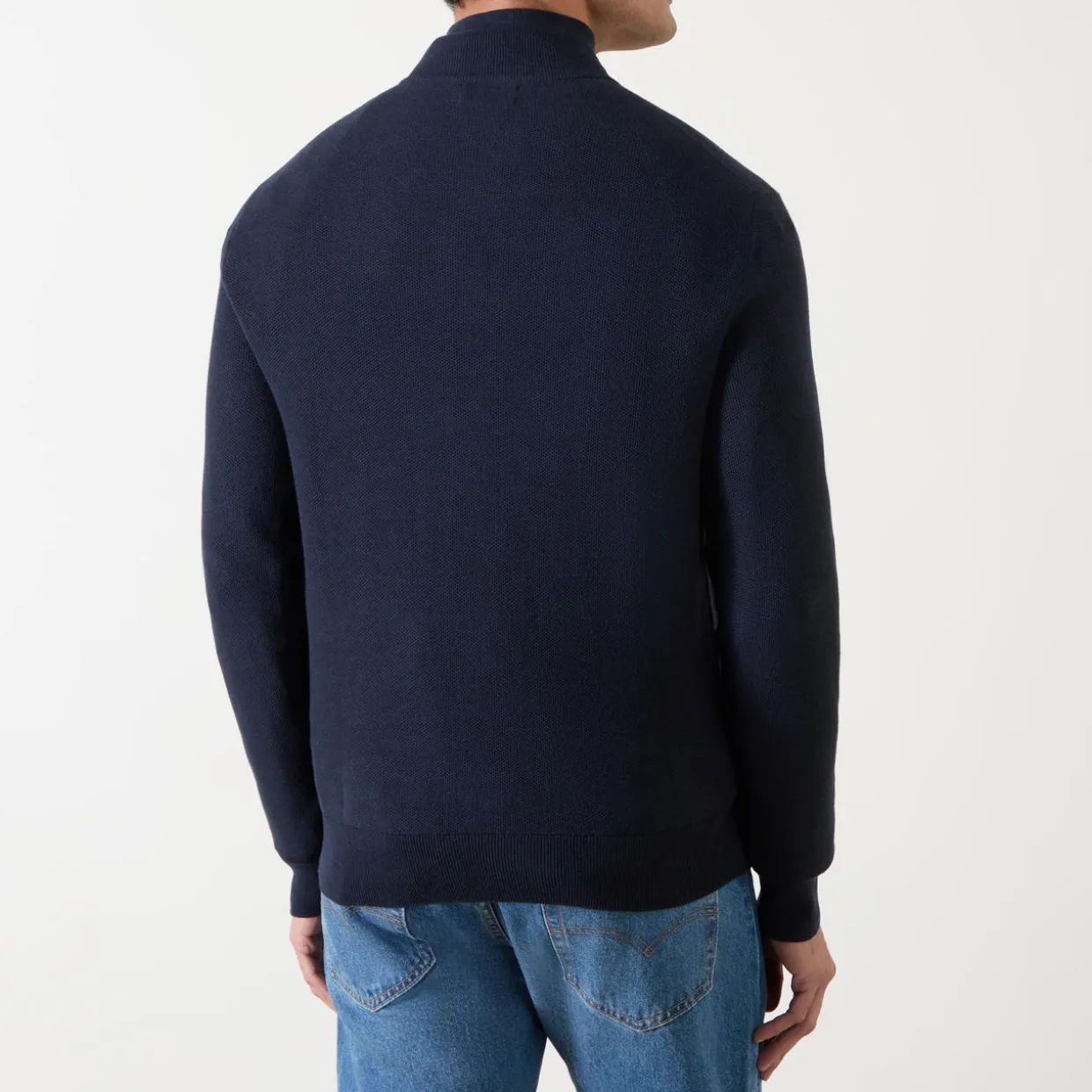 Mesh-Knit Quarter-Zip Sweater