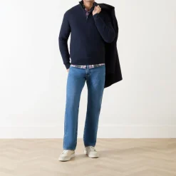 Mesh-Knit Quarter-Zip Sweater