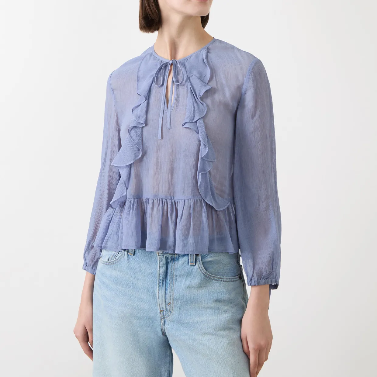 Mikaela Tie-Front Ruffled Blouse