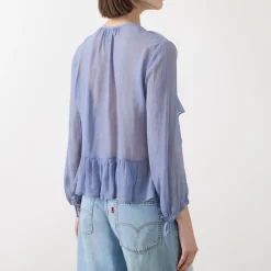 Mikaela Tie-Front Ruffled Blouse