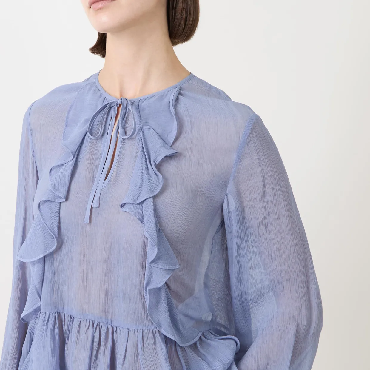 Mikaela Tie-Front Ruffled Blouse