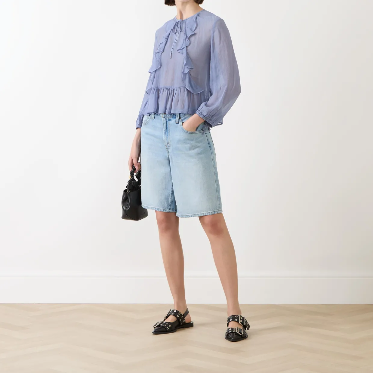 Mikaela Tie-Front Ruffled Blouse