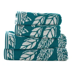 Mixed Leaves Towel Teal