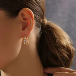 Mixed Stone Hoop Earrings