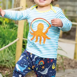 Hot FRUGI Octopus Striped Applique Top