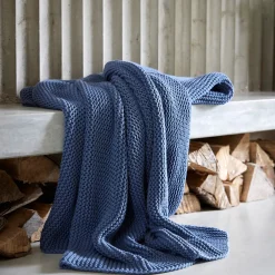 Clearance CHRISTY Oslo Knitted Throw Denim