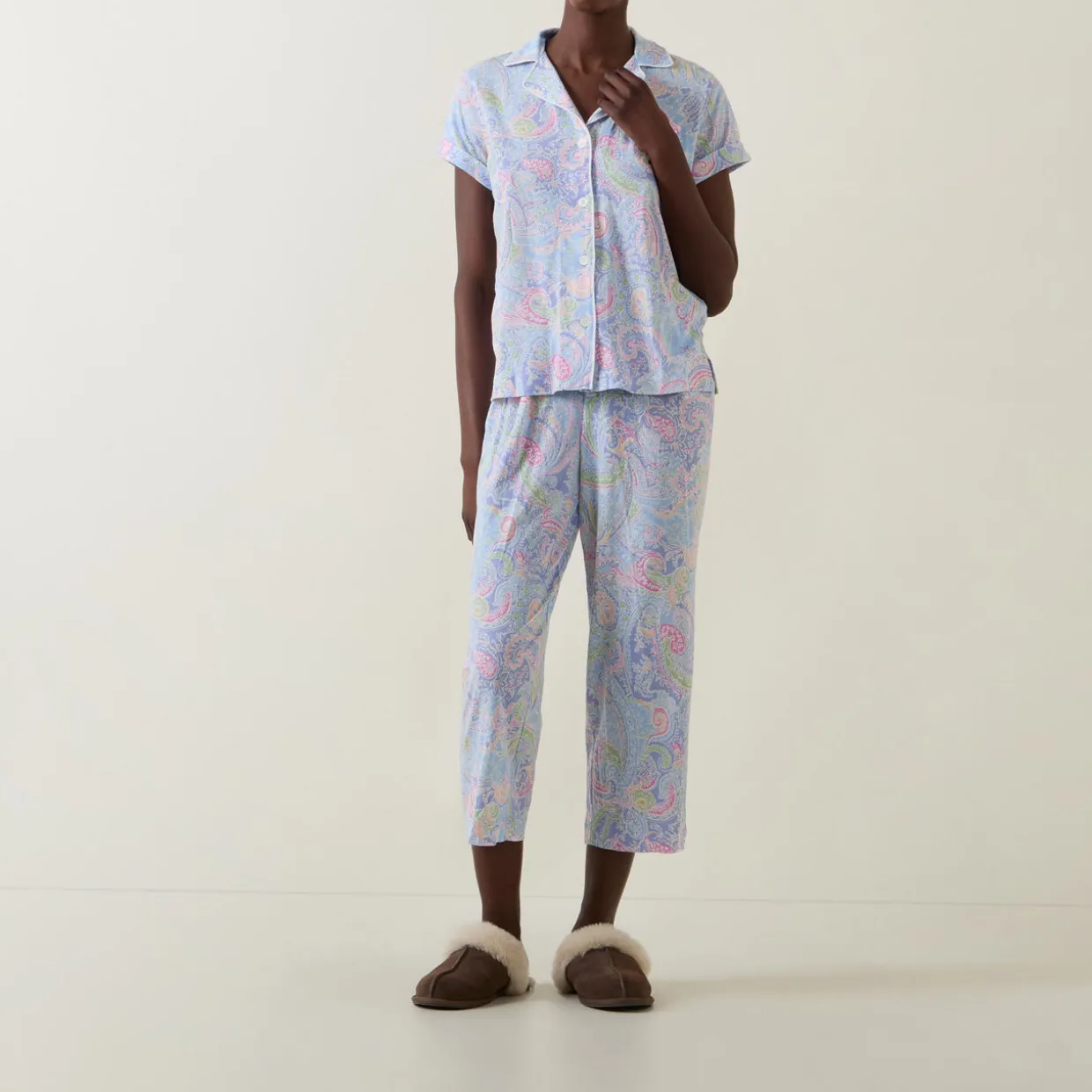 Paisley Print Cropped Pyjama Set