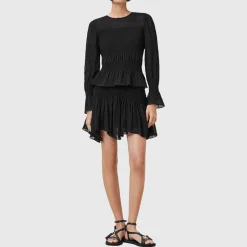 Clearance ALLSAINTS Pamela Shirred Handkerchief Mini Skirt