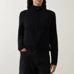 Panel Stretch Zip-Up Sweater