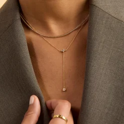 Hot ASTRID & MIYU Pear Bezel Lariat Necklace