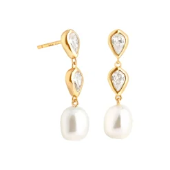Sale ASTRID & MIYU Pearl & Crystal Drop Stud Earrings